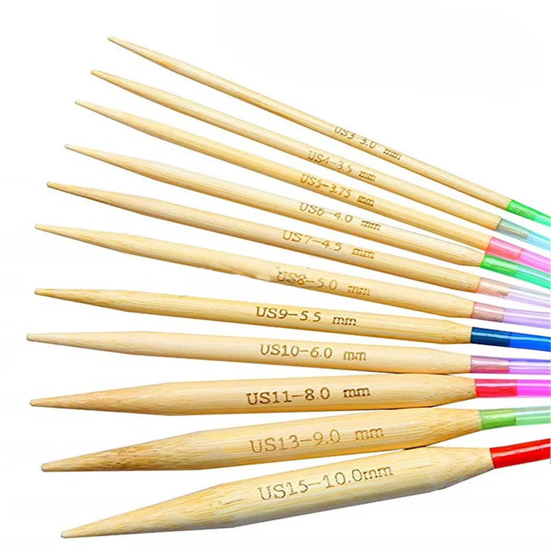 Набор спиц для вязания 18 шт. 60 см круговые Бамбуковые Спицы набор швейных