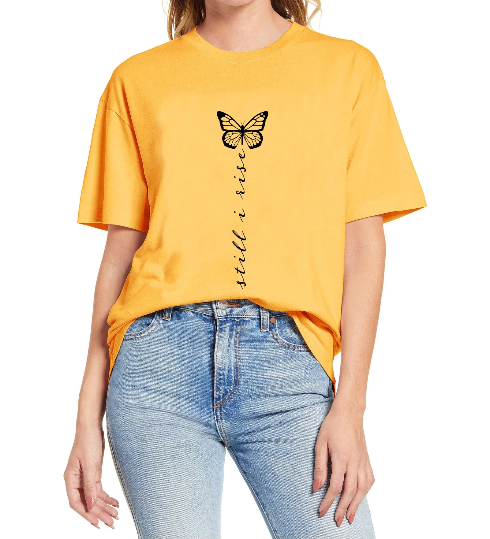 Новые футболки с надписью I Rise и бабочками милые летние свободные Same Butterfly в