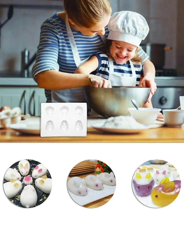 

6 Pieces Rabbit Shape Cake Mold Chocolate Mold for Kitchen Baking Cake Tool DIY Sugarcraft Tool Cake Mold Silicone Easy to Clean