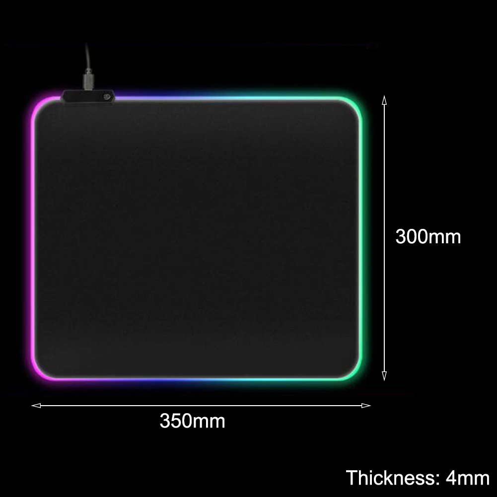 350x300x4mm 900*400 большой RGB коврик для мыши геймерский коврик для мыши блокированный светодиодный резиновый коврик для игровой мыши Противоскользящий коврик для компьютерной мыши - Цвет: 350x300x4mm