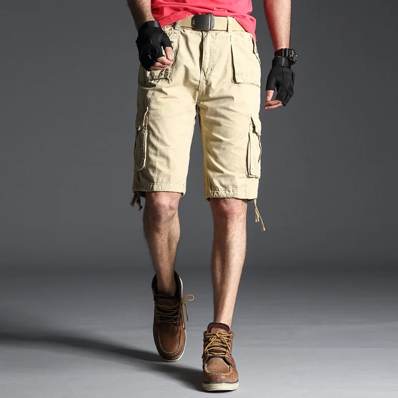 

Summer New Men's Pocket Shorts 2021 Men's Baggy Multi Pockets Military Cargo Shorts Male Cotton Shorts Mens Tactical Short Pants