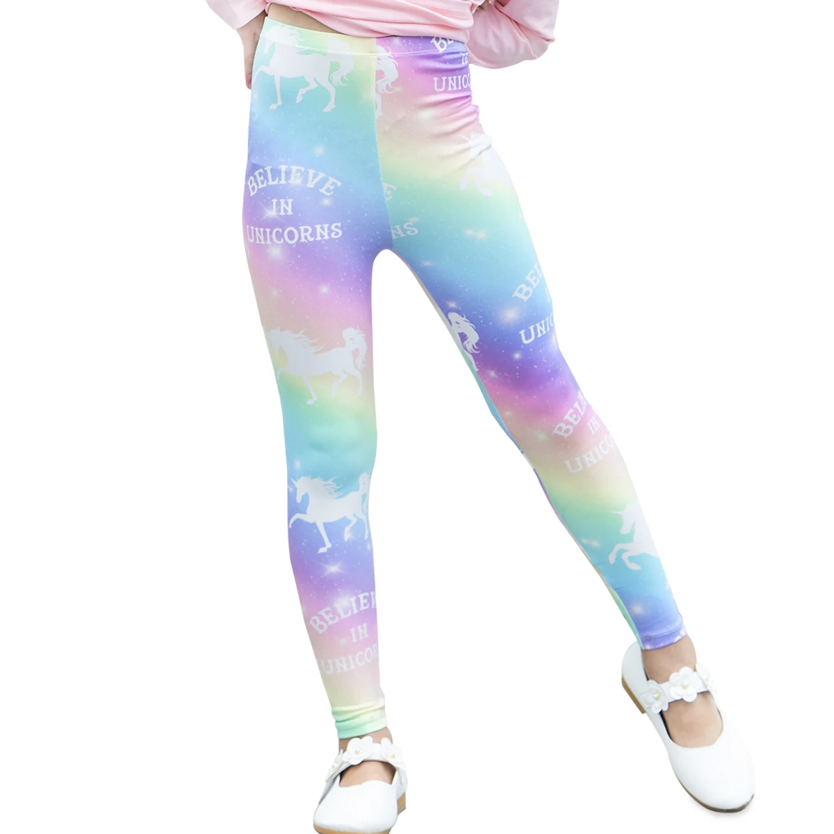 Rainbow Unicorn Осенние брюки-карандаш с эластичной резинкой на талии Леггинсы для йоги для девочек детские брюки-леггинсы дизайнерские штаны с изображением русалки, рыбы, единорога - Цвет: Rainbow Unicorn
