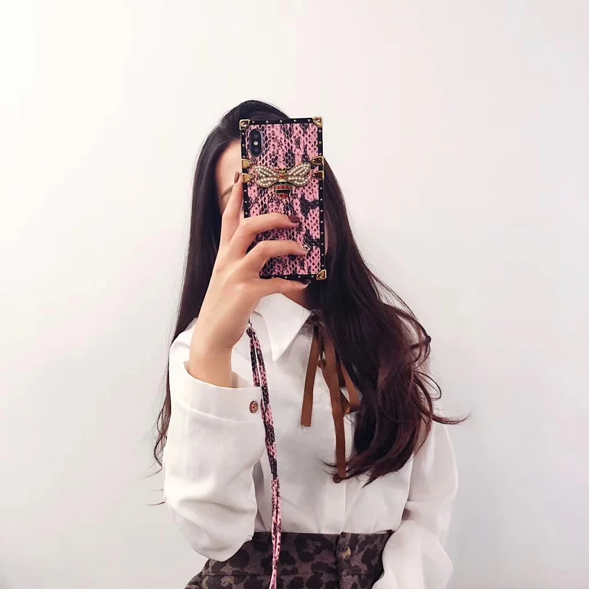 Квадратный чехол для iphone 11 Pro Max роскошный брендовый с Пчелкой X 8 plus 6 6S 7 Plus XS XR из