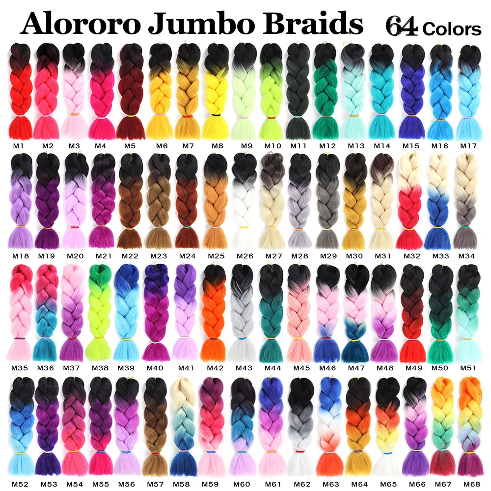 

Alororo Ombre Synthetic Hair Extension for Braids 24 Inch Braiding Hair Product Afro Blue Yaki Style Jumbo Braid Hair