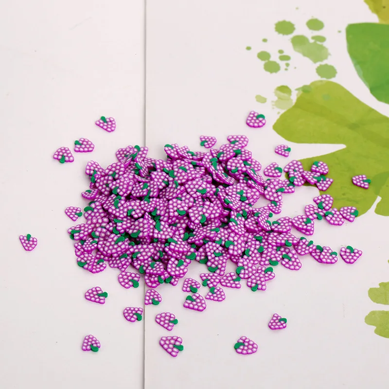 8 100 г/лот 1 см* 2 мм Фрукты Fimo Полимерная Горячая глина брызги для слайма ремесла Пластиковые Klei частицы грязи лимонный арбуз ломтик DIY - Цвет: 8
