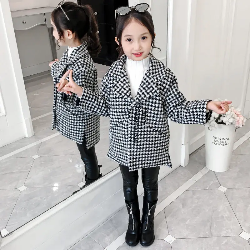 Новое пальто Верхняя одежда для маленьких девочек детская модная шерстяная
