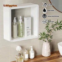 bathroom water proof shelf wall mounted rack organizer no drilling dust proof organization storage holder home accessories