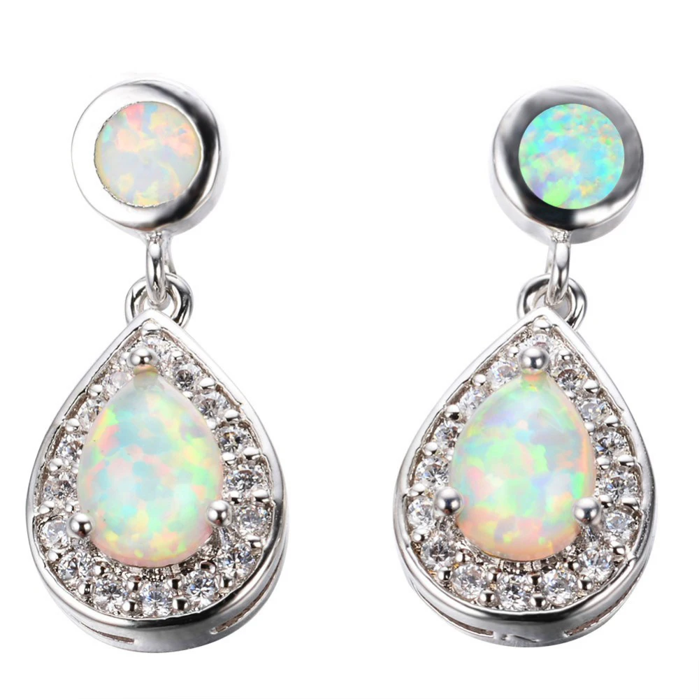 Женские свадебные висячие серьги Boho роскошные большие голубые белые с огненным