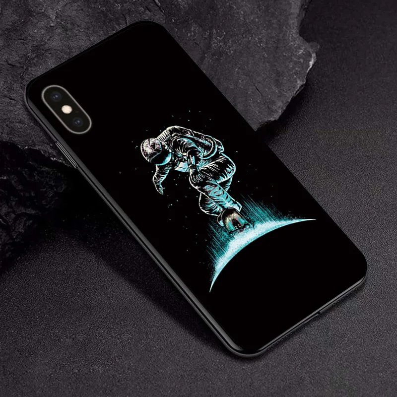 TPUBLK542 Черный чехол из ТПУ для Apple iPhone X XR XSMax 11 чехол Модный мультяшный астронавт для Apple iPhone 6 6S 7 8 Plus чехол для телефона бампер - Цвет: TPUBLK542