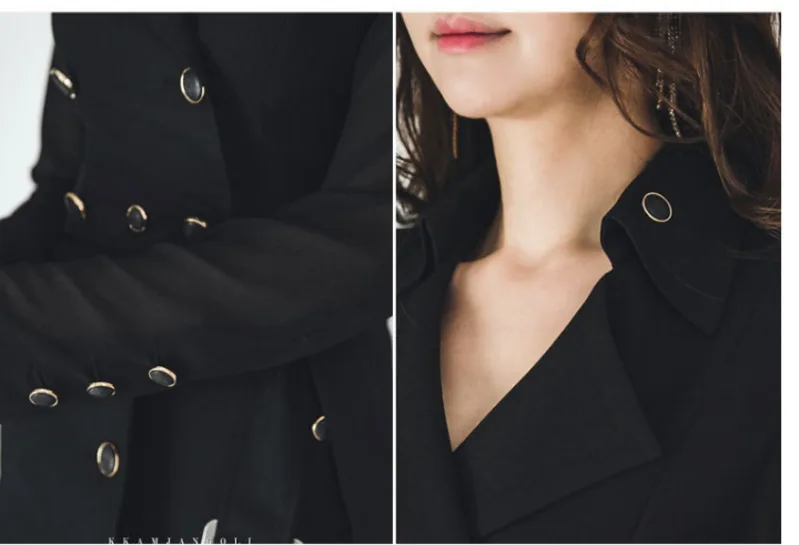 

BGW Spring Autumn Casual Solid Color Double Breasted Outwear Slim Ladies Trench Coat Knee Length Women Dress Windbreakers