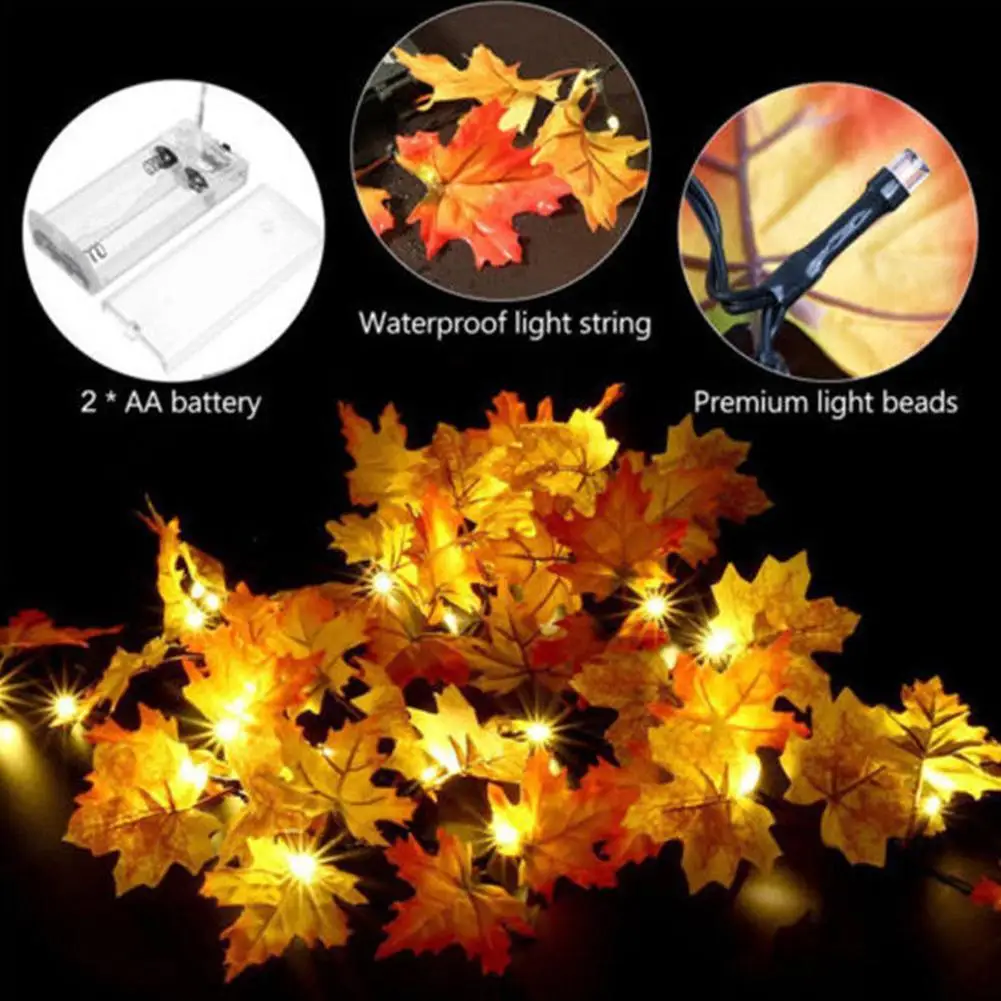 10 Светодиодный светильник на День Благодарения светящиеся осенние листья
