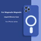Магнитный из жидкого силикона для чехол айфон 11, чехлы Magsafe для беспроводной зарядки iPhone 13 12 Pro Max Mini X XR XS 6 7 8 Plus, чехол