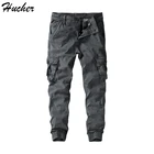Мужские брюки-карго Huncher с несколькими карманами, мужские тактические штаны для бега, мужские брюки, военные облегающие серые Джоггеры для мужчин, весна 2021