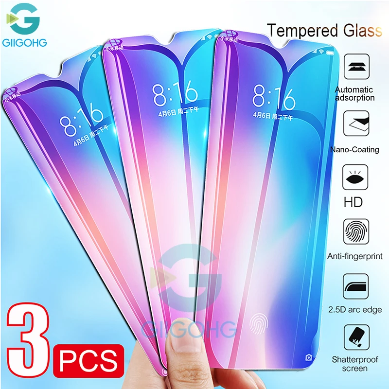 Защитное стекло закаленное для XiaoMi Mi 9 SE Lite 9T Pro A3 8 8A Note 8T 7 7A Global 9H HD Full Glue 3