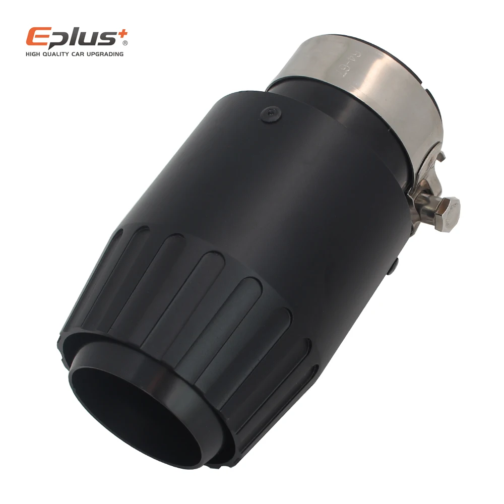 EPLUS Aluminum Car Exhaust Pipe Muffler Tip Universal Black Mufflers End Decoration Multiple Size Fighter Engine Style