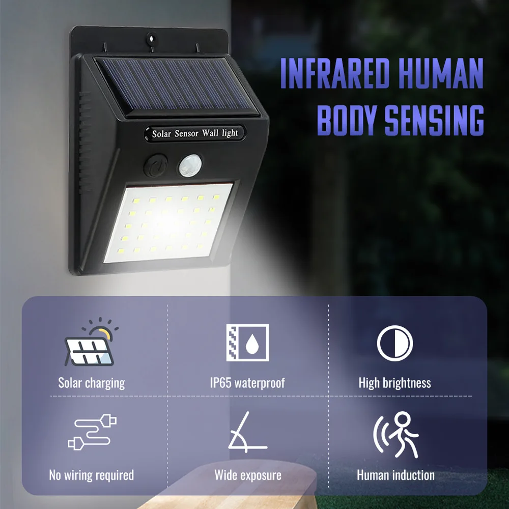 

LED Solar Light Outdoor Solar Lamp PIR Motion Sensor Wall Light Waterproof Solar Powered Sunlight for Street Garden Decoration