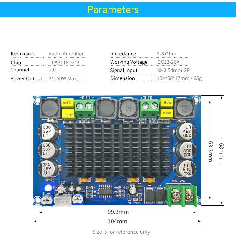 Аудио усилитель UNISIAN TPA3116D2 TPA3116 2X150W 2 0 каналов Плата усилителя высокой мощности с