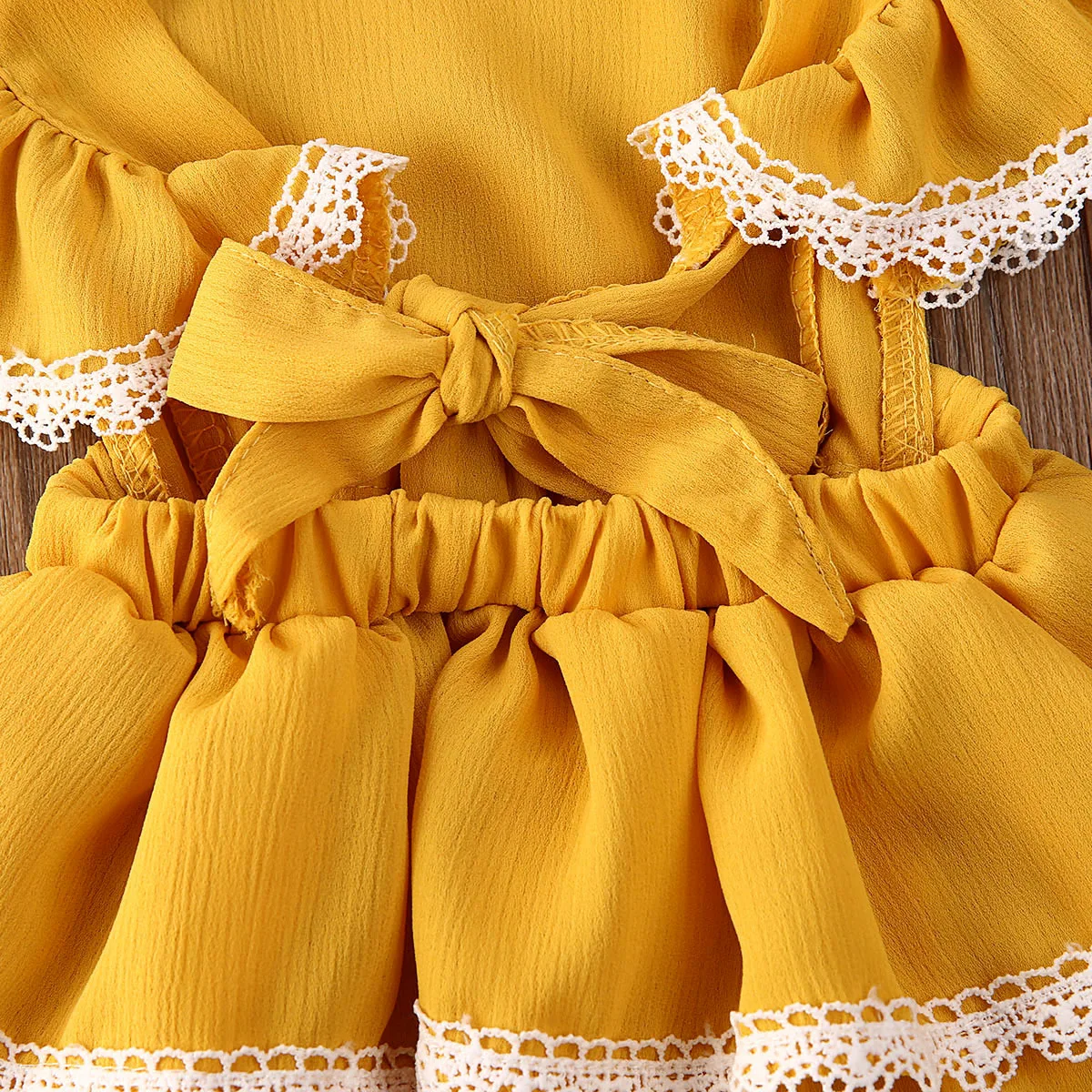 2020 Детская летняя одежда для новорожденных девочек гофрированные боди кружевные