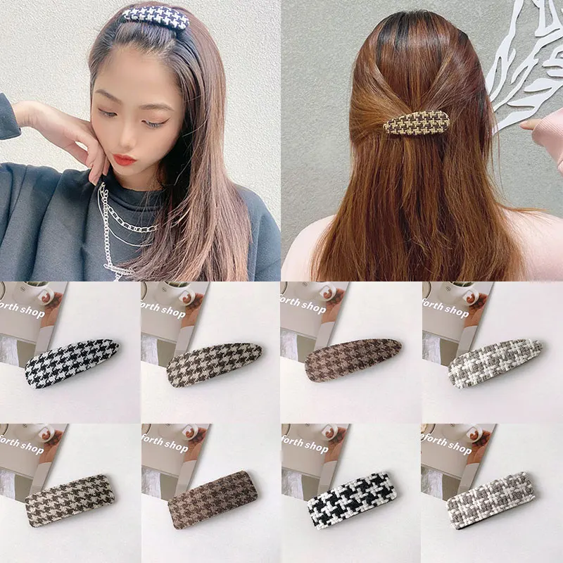 

Lovely Plaid BB Hair Clips for Women Hairpin Crab Headband for Girls Korean Hair Accessories Headwear Ornament Wholesale