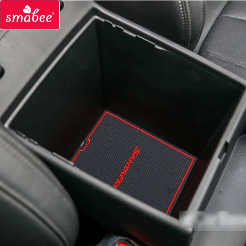 

Smabee Anti-Slip Gate slot Cup mat for Hyundai Santa Fe 2019 2020 SANTAFE Accessories Non-slip Pad Armrest box door Mat styling