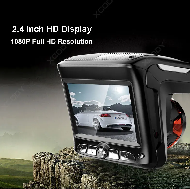 XGODY 2 в 1 HD Автомобильный видеорегистратор радар 2,4 ''HD экран дисплея ABS корпус детектор скорости автомобиль камера для приборной панели видеокамера рекордер