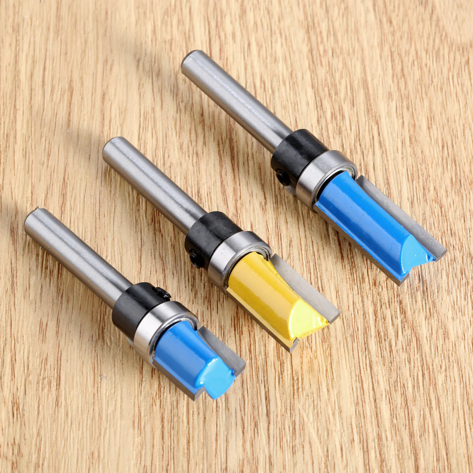 3Pcs 1/4'' Shank Flush Trim Router Bit Top &amp Bottom Bearing Woodworking Milling Cutter Wood Drilling for Carbide Carpenter Tools |
