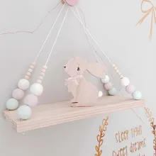 Nordic Kids Decor Tassels Storage Shelf Rack Wall Hanging Wood Toys Model Baby Kid Room Furnish Artic Home Decoration