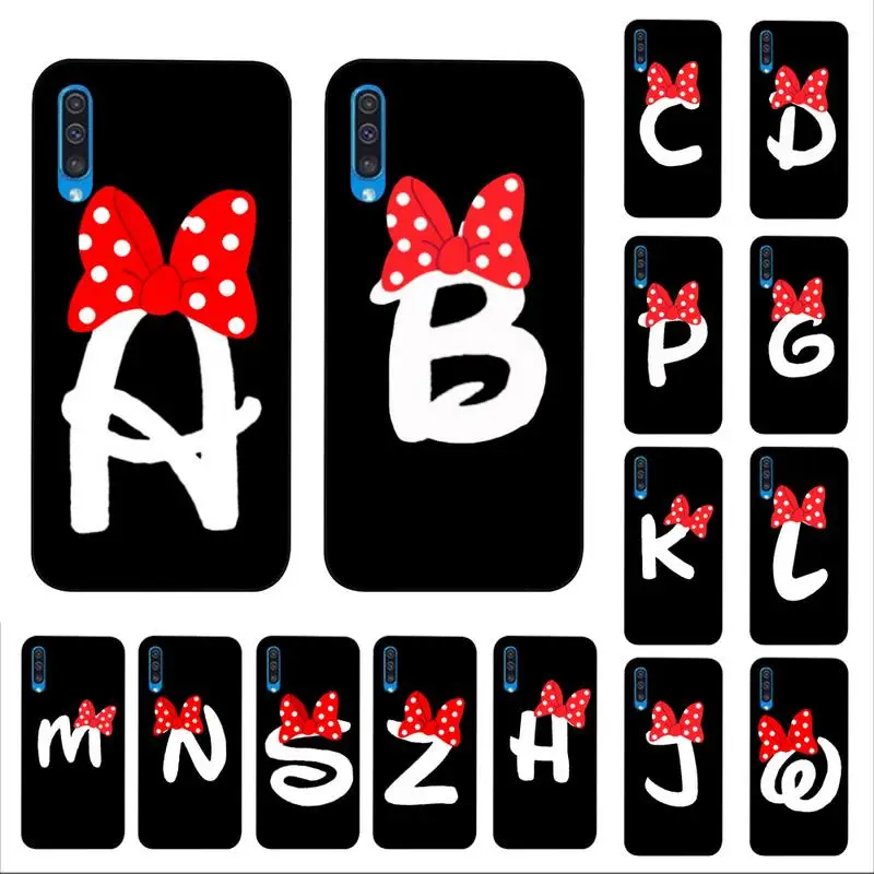 

YNDFCNB Cute Cartoon Bow Letter Phone Case for Samsung A30s 51 5 71 70 40 10 20 s 31 A7 A8 2018