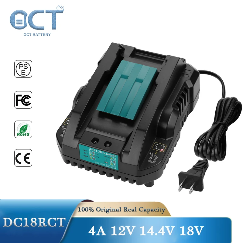 

Новинка, зарядное устройство для литий-ионных аккумуляторов Makita DC18RCT 4A 12V 14,4 V 18V, перезаряжаемое устройство BL1830 BL1860 BL1430 BL1415 DC18RC DC18RA