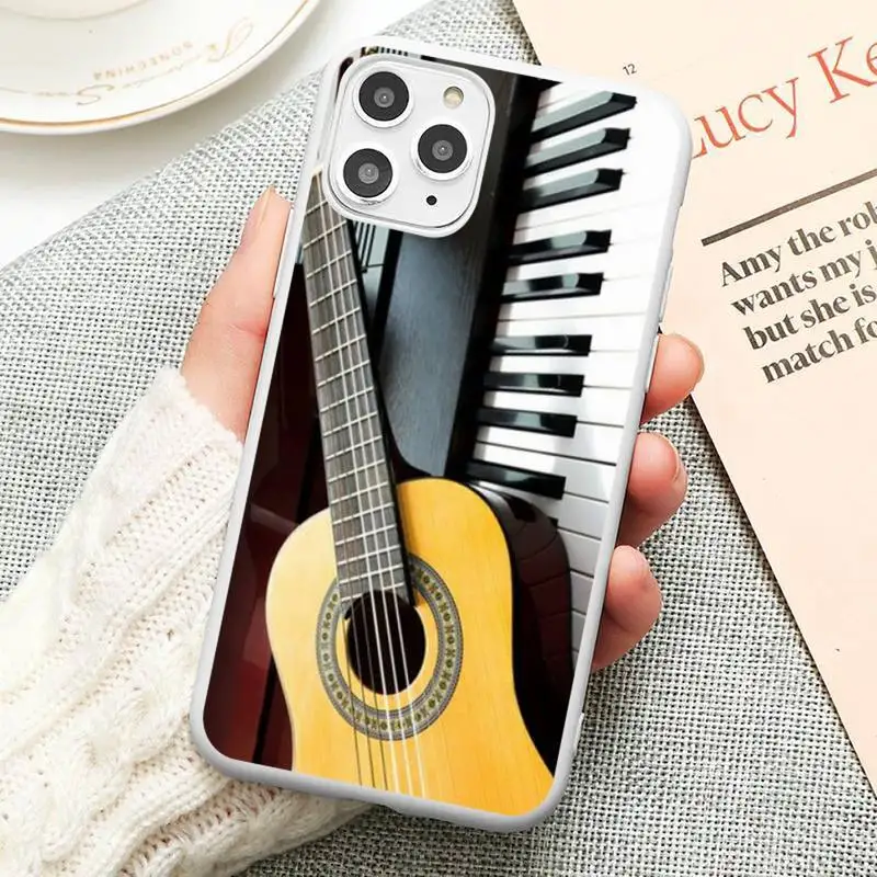 

piano guitar music Phone Case Candy Color for iPhone 6 6S 7 8 11 12 XS X SE 2020 XR mini pro Plus MAX funda