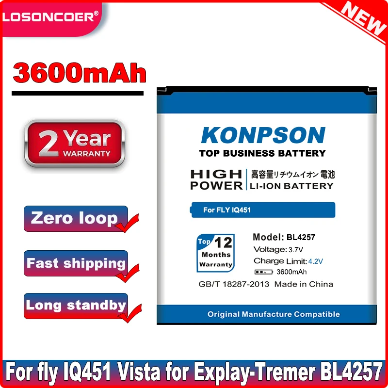 Аккумулятор BL4257 на 3600 мАч для FLY IQ451 батарея Explay X Tremer fresh|mobile phone battery|explay fresh batteriesphone