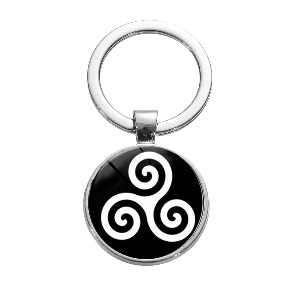 

SONGDA-New Fashion Punk Teen Wolf Triskele Keychain Triskelion Allison Argent Glass Photo Cabochon Keyring Chain Key Accessories