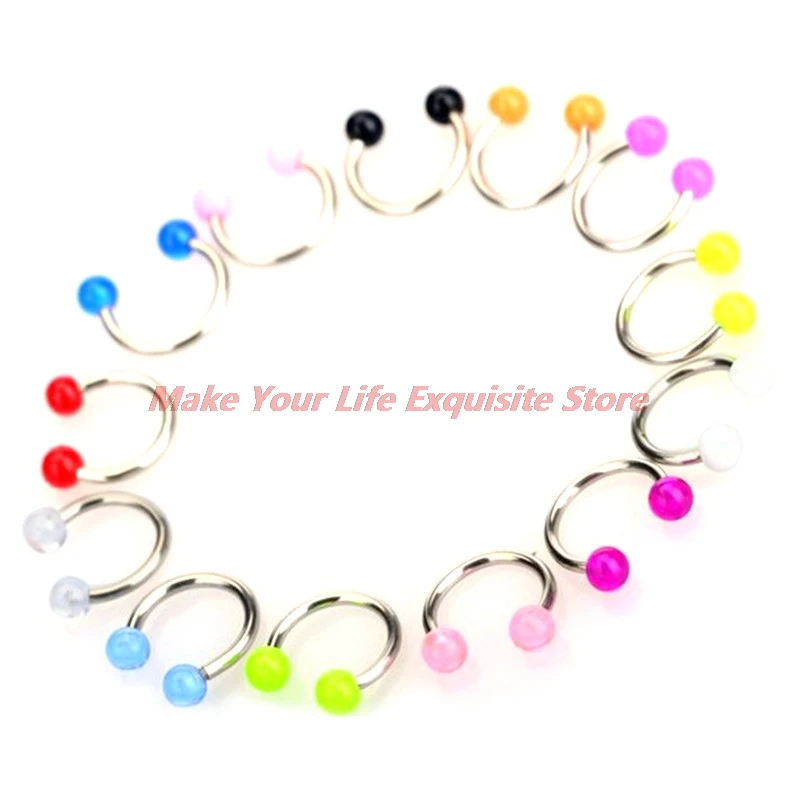 

New 50pcs Acrylic Ball Fashion Horseshoe Fake Nose Ring C Clip Septum Lip Eyebrow Helix Piercings Labret Body Jewelry Wholesale