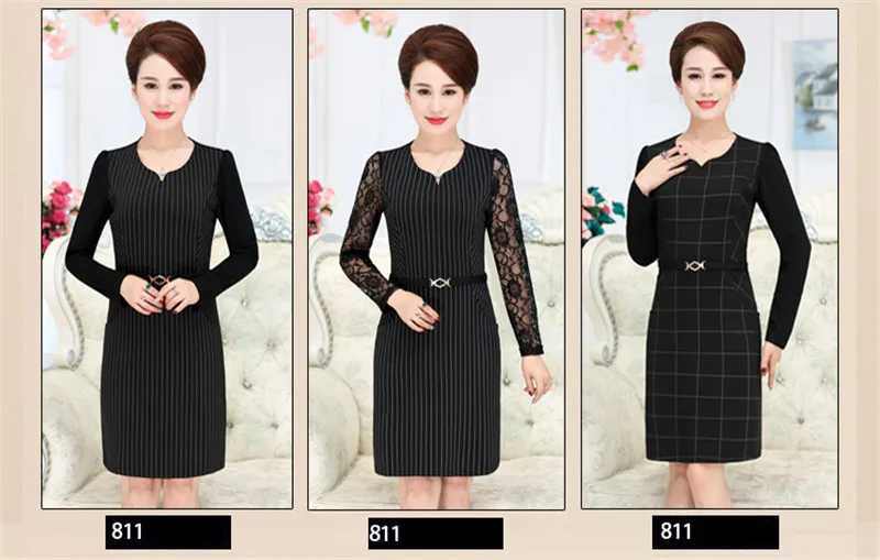 Осенние тонкие Повседневные Вечерние платья черного размера плюс женская одежда