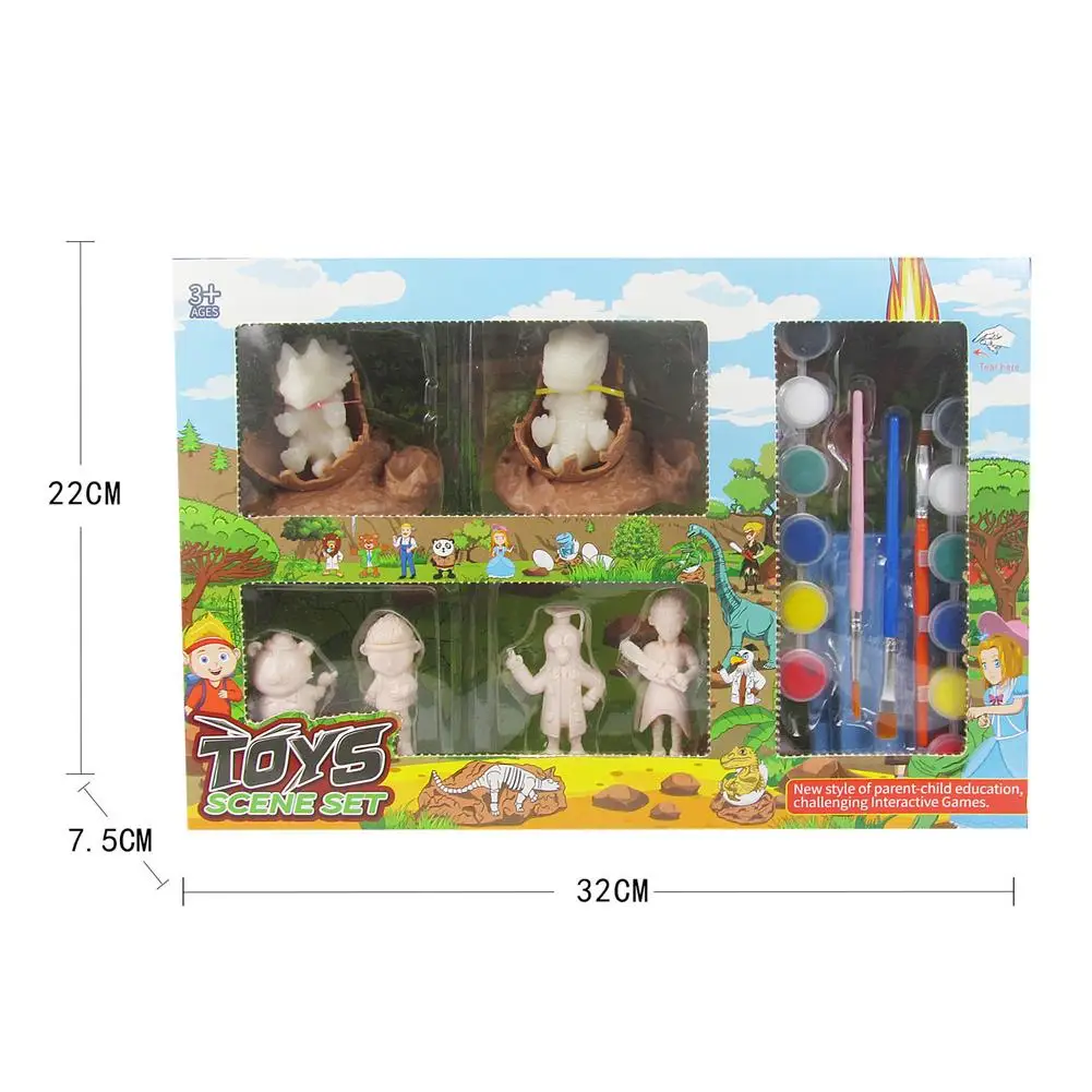 

Dinosaur Model DIY Painted White Hand-painted Figure Set DIY Graffiti Hand Coloring Dinosaur Model For Kids Graffiti Toys Kit