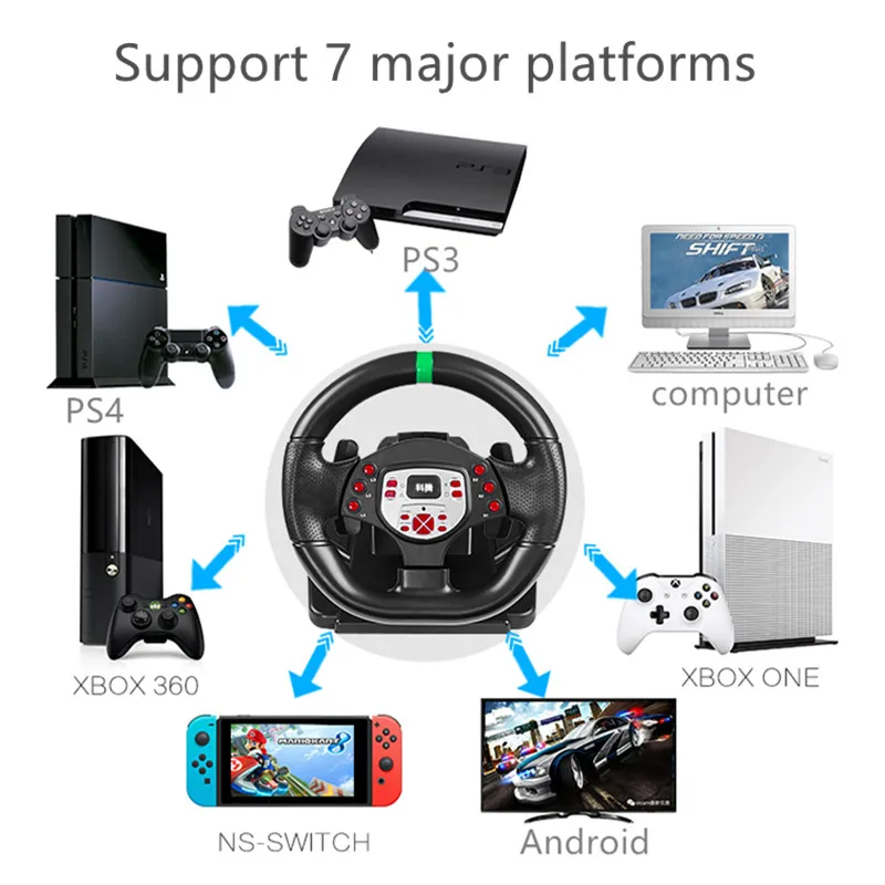 7 совместимых с большой платформой ps 3 Вибрационный компьютер android игры моделирование Вождение школа автомобиль игра руль ПК симулятор