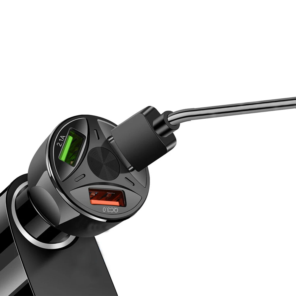 Портативное автомобильное зарядное устройство USB с 3 портами адаптер со