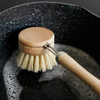 new shortlong handle pan pot brush dish bowl washing cleaning brush natural wooden household kitchen cleaning tools 40a
