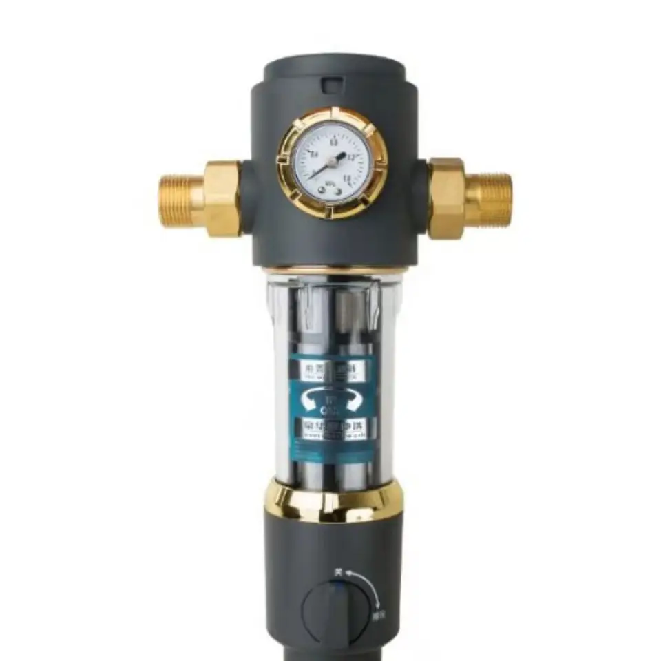 

Automatic cleaning pre-filter household pipe water filter backwash water purifier with pressure gauge