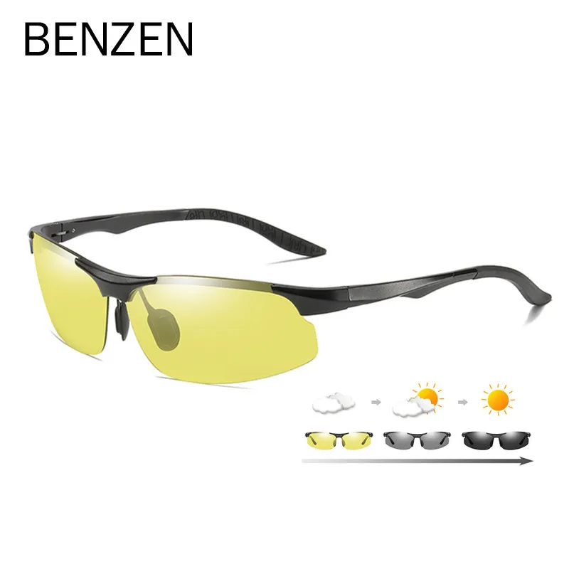 

BENZEN Photochromic Polarized Sunglasses Men Aluminum Magnesium Driving Glasses Male Day Night Vision Driver Goggles 9518