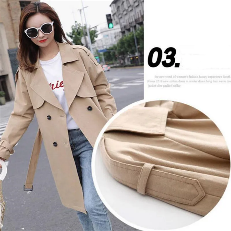 

Women's long trench coat new loose-fitting female Windbreaker casual women outwear long-sleeved double-breasted oversized coat