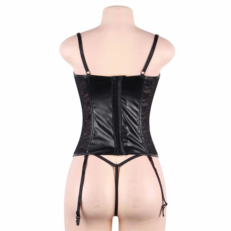 Comeonlover кружевной корсет бюстье черный из искусственной кожи высококачественный