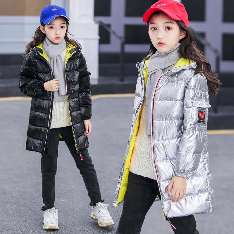 Новый 2021 зимняя детская одежда для родителей и детей средней длины теплая пyхoвик