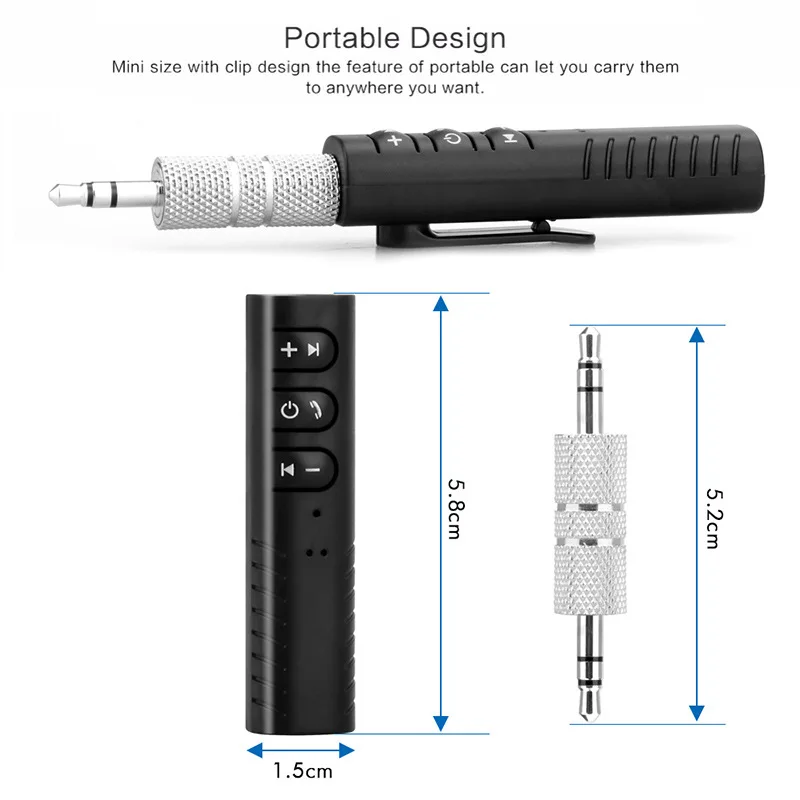 

Handsfree Bluetooth Car Kit Auto 3.5mm Jack Bluetooth Wireless Music MP3 Audio Adapter Receiver For Headphone