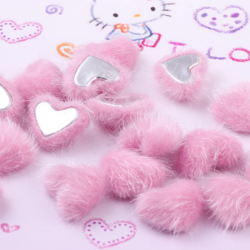 10 шт./лот плюшевые аппликации в форме сердца пушистые поделки с плоским