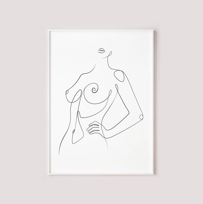 Обнаженная фигурка искусство рисунок в виде линий версия для печати стены