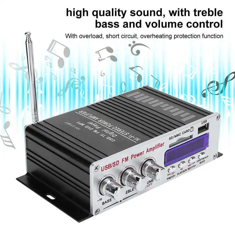Усилитель микрофона домашний Bluetooth усилитель мощности HIFI стерео FM Аудио Цифровой