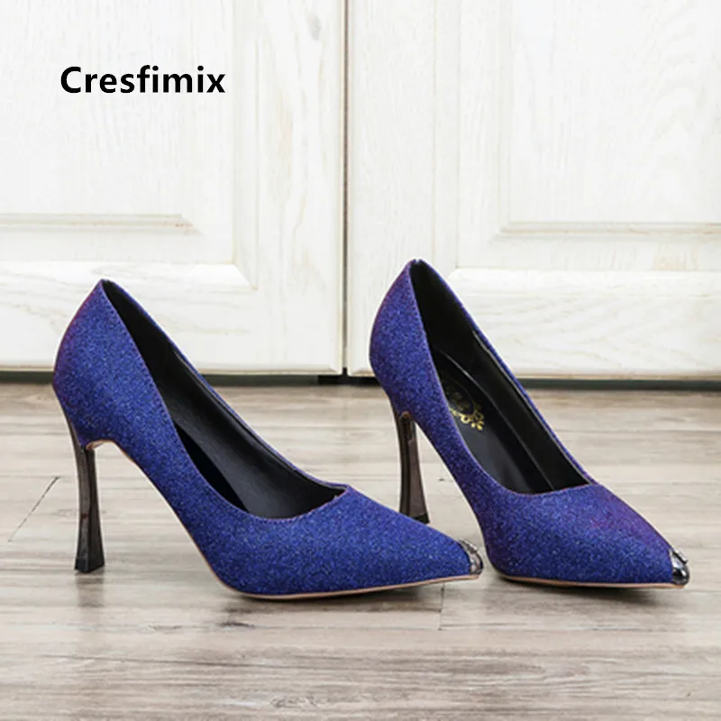 Cresfimix sapatos azuis/женские милые фиолетовые туфли на высоком каблуке Пикантные