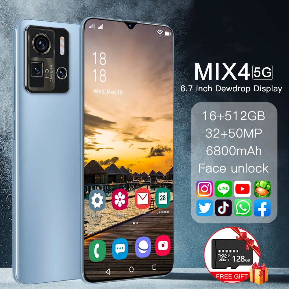 

Mix4 смартфон на Android 11, экран 6,7 дюйма, 16 ГБ + 512 Гб