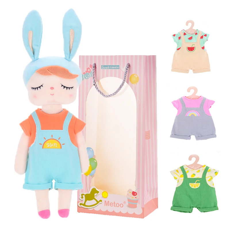 blue-BD4box Metoo Плюшевые игрушки наряжаться Анжела куклы с коробкой Туалетная Кукла Кролик Милый Мечтая девочка подарок для детей 4 шт - Цвет: blue-BD4box
